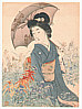 Kason Suzuki 1860-1919 - Umbrella (Kuchi-e) - artelino Art Auctions. Kason Suzuki 1860-1919 - Umbrella (Kuchi-e)