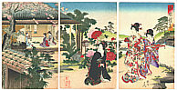 Chikanobu Toyohara 1838-1912 - Tea House in Peony Garden - artelino Art Auctions. Chikanobu Toyohara 1838-1912 - Tea House in Peony Garden