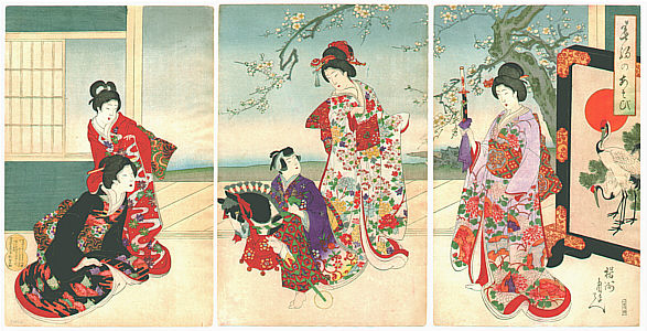 Chikanobu Toyohara 1838-1912 - Toy Horse - artelino Art Auctions. Chikanobu Toyohara 1838-1912 - Toy Horse