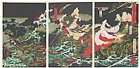 Chikanobu Toyohara 1838-1912 - Eight Headed Dragon - Yamata no Orochi - artelino Art Auctions. Chikanobu Toyohara 1838-1912 - Eight Headed Dragon - Yamata no Orochi