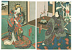 Yoshitaki Utagawa 1841-1899 - Courtesan - Kabuki Scene - artelino Art Auctions. Yoshitaki Utagawa 1841-1899 - Courtesan - Kabuki Scene