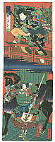 Yoshitaki Utagawa 1841-1899 - Devil Mask and Black Horse - Kabuki - artelino Art Auctions. Yoshitaki Utagawa 1841-1899 - Devil Mask and Black Horse - Kabuki