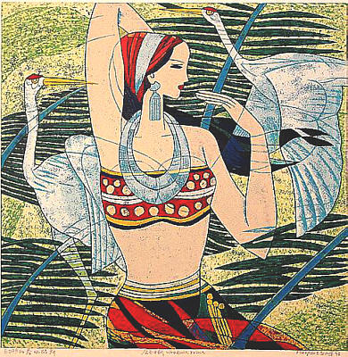 Hao Ping born 1952 - Crane Dance in Spring Breeze - artelino Art Auctions. Hao Ping born 1952 - Crane Dance in Spring Breeze