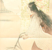 Hanko Kajita 1870-1917 - Girl on a Bicycle (kuchi-e Book) - artelino Art Auctions. Hanko Kajita 1870-1917 - Girl on a Bicycle (kuchi-e Book)